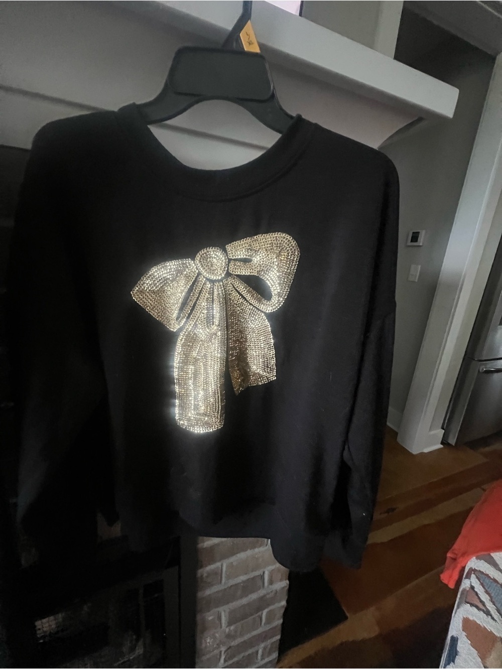 Philosophy Black Sweatshirt with Gold Sequin Bow Accent - Picture 2 of 4